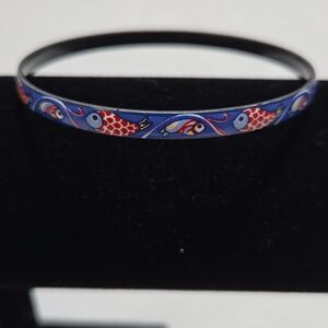 Michaela Frey Blue and Red Fish Enamel Bangle Bracelet